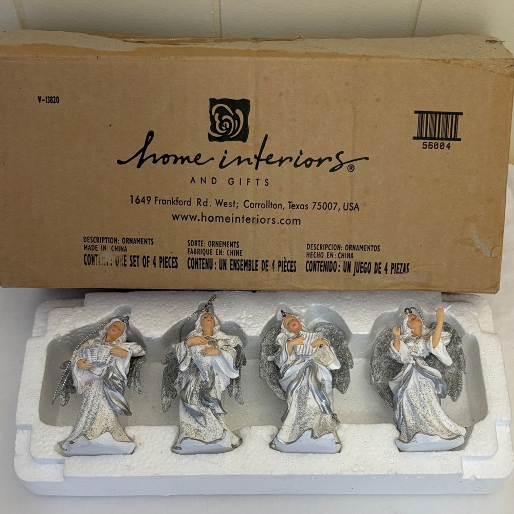 Home Interiors Silver‎ and White Angel Figurine Collection Holiday Ornaments